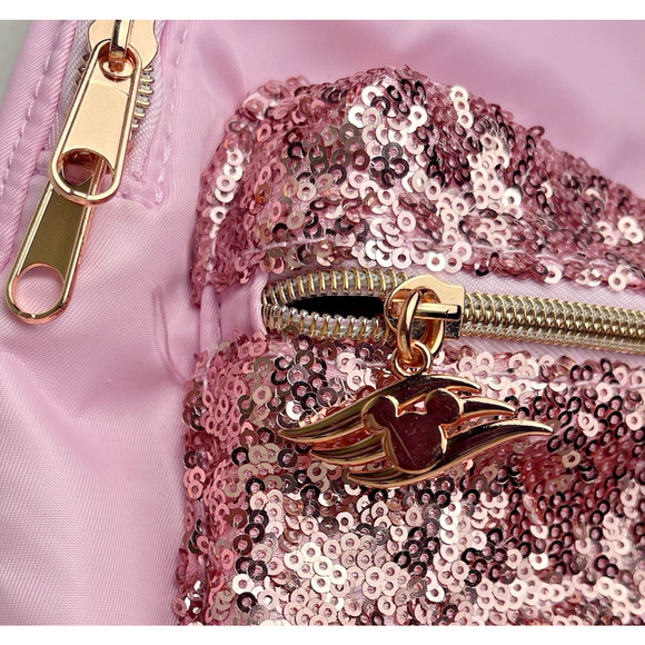 Disney Cruise Line Minnie Ears Sequin Pink Backpack Bibbidi Bobbidi BONUS Wallet - Picture 8 of 16